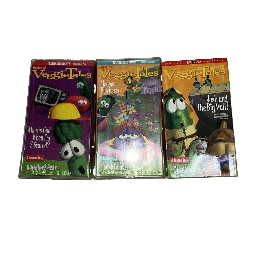 Veggie‎ Tales VHS Lot Of 3 Tapes Kids Children Educational Vintage 90s Lessons